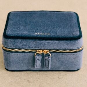 Sezane Blue Velvet Jewelry Box
